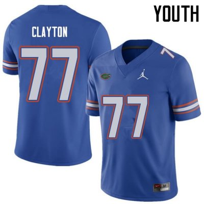 Youth Florida Gators #77 Antonneous Clayton NCAA Jordan Brand Royal Authentic Stitched College Football Jersey YHE1262FX